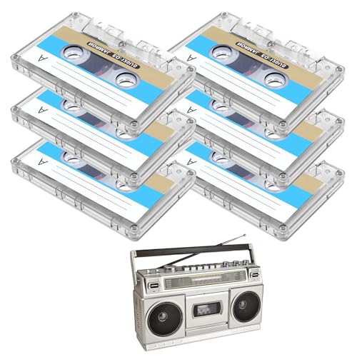 Blank Cassette Tapes 90min 6 PCS Blank Cassette Tapes for Recording Recording Time Cassette Tape Storage for Car Stereo Systems or Other Devices Audio Cassette Tapes