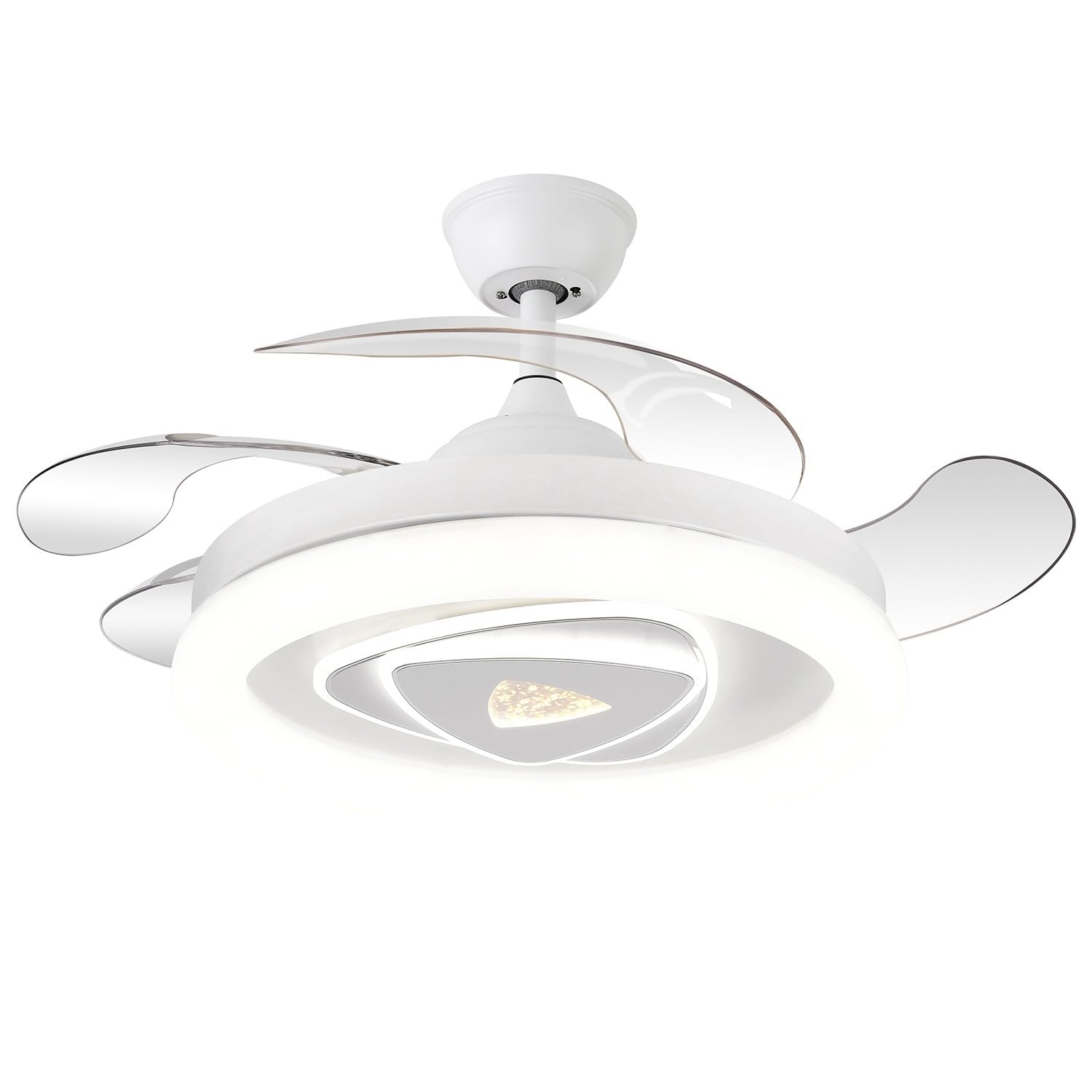 Lampe ventilateur de plafond blanc design Ø107 cm à pales rétractables et télécommande