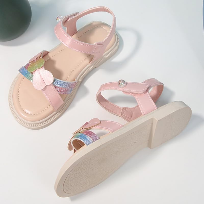 Image of kkdom Girls Cute Heart Sandals Open Toe Summer Flats Dress Sandals Shoes