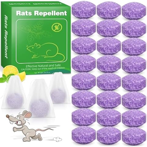 Rodent Rats Repellent for Mouse Repellent Indoor & Outdoor- 24Pcs Mouse Repellent Peppermint Oil for Rodents, Used for Car Engines, Used for Patio, Lawn & Garden, for Pet & Humans Safe Cover