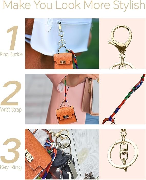 Image of Mini Backpack Keychain for Women & Girls | Cute PU Leather Purse Charm Keyring with Wrist Strap & Metal Hook | Fashion Bag for Handbags, Backpacks, Car Keys & Accessories