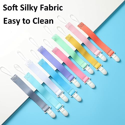 Babeine Neutral Pacifier Clips, 10 Pack Binkie Paci Holder for Boys and Girls Fits for Most Pacifiers, Teethers & Toys and Holiday Gift, Solid Color - Thumbnail 2
