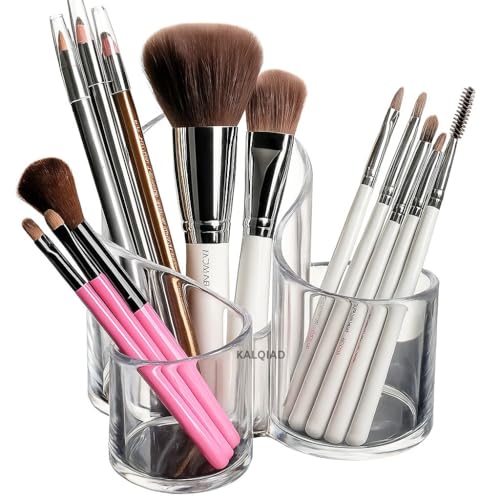 Image of Acrylic Cosmetic Organizer Makeup Brush Holder Acrylic Makeup Brush Nail Polish Lipstick Eyeliner Comb Beauty Storage Desk Rake Stand Organizer Transparent