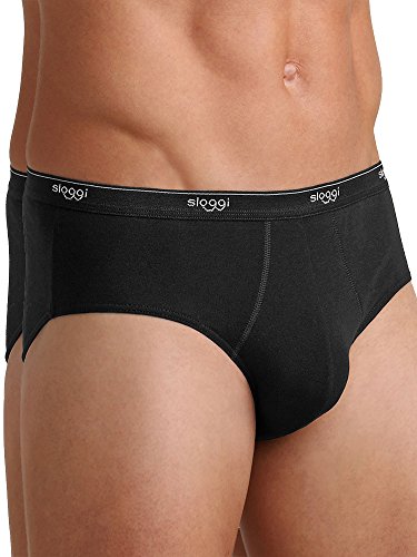 sloggi men , Basic Midi 2P, Slip, Hombre, Negro (Black), 6 Cover