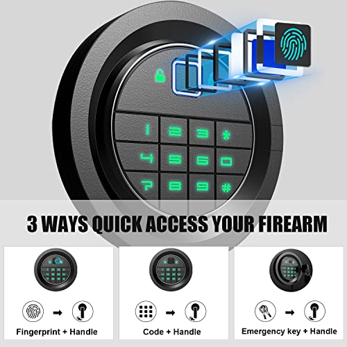 Biometic Gun Safe For Rifle, Fingerprint Gun Safe For Rifles And Shotguns, Quick Access 5-Gun Cabinet With Fingerprint Lock And Pistol Lock Box #TOP1
