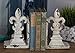 Distressed White Fleur de Lis Bookends, Pair: 5.5