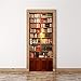MISSSIXTY 3D Bookshelf Door Wall Mural Wallpaper Stickers Vinyl Removable Decals for Home Decoration 30.3" x 78.7"