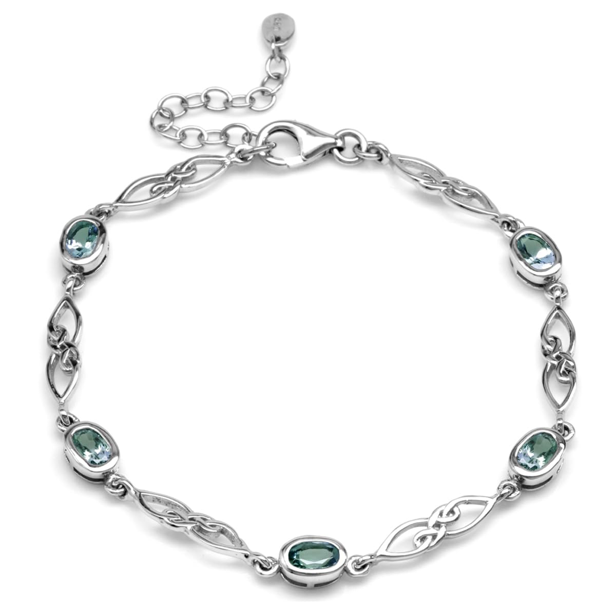 Silvershake Birthstone Gemstones White Gold Plated or Yellow Gold Plated 925 Sterling Silver Scroll/Filigree Celtic Knot Weave 7.25 to 8.75 Inch with Adjustable Extension Bracelet Jewelry for Women