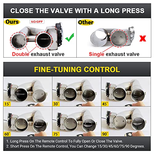 Ando Racing 2.5“ Electric Exhaust Cutout Valve, Dual Flaps Type Motor E-Cut Valve Kit Remote Controller #TOP3