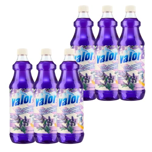 Valor Multi-Purpose Cleaner, 28 fl oz – Powerful Multi-Surface Cleaning, Streak-Free Shine, Biodegradable Formula, Made in USA (28 Fl Oz (Pack of 6), Lavender)