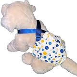 FUNNYDOGCLOTHES Female Dog Diaper with Suspenders Cotton Reusable Washable for Small Dog Breeds (Blu