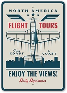 North America Flight Tours From Coast To Coast Sign - 8" x 12"