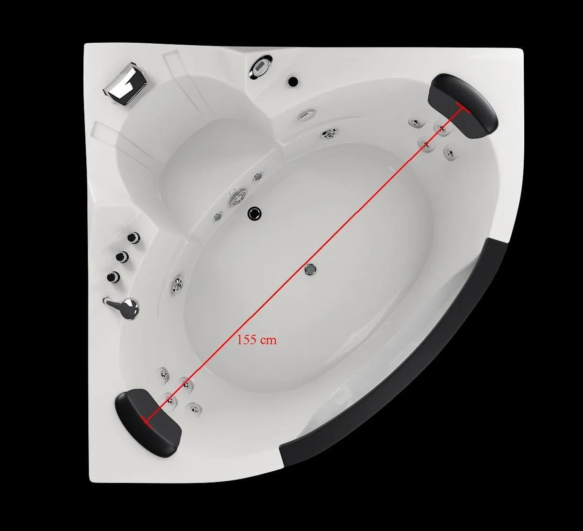 BagnoItalia Vasca Idromassaggio 152x152 cm bianca con vetro frontale 28 getti con RISCALDATORE FULL OPTIONAL I