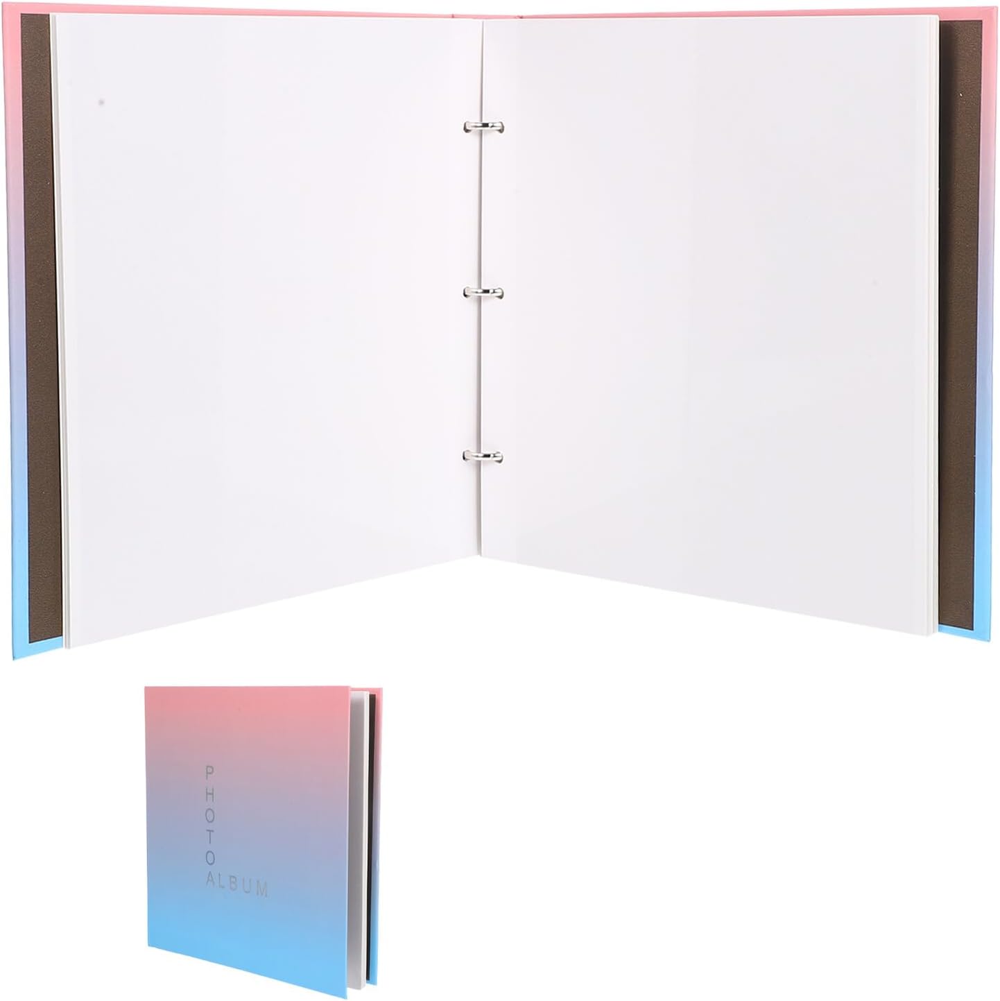 Uonlytech Pressed Flower Photo Album Organizer with Self Adhesive Pages, 3-ring Binder Scrapbook for Botanical Specimen Collection, Gradient Color, Suitable for Crafts and Memory Keeping