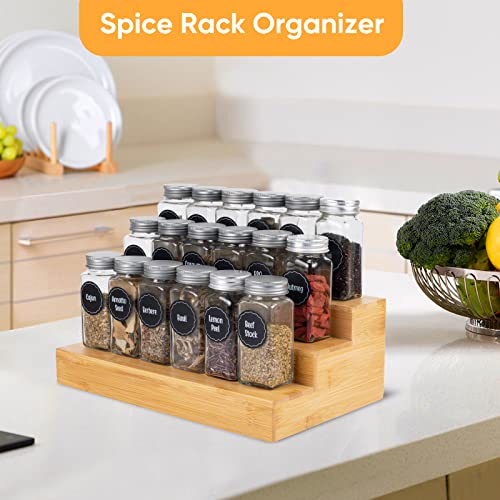 Milltu Bamboo Spice Rack Organizer For Cabinet 3 Tier Countertop Step Spice Shelf For Kitchen Storage And Organizer (2 Pack, Cabinet) #TOP3