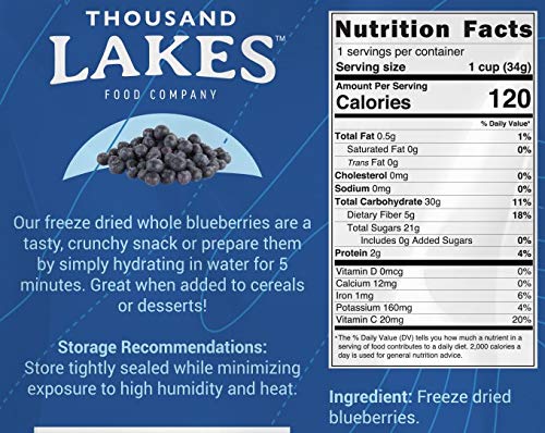 Thousand Lakes Freeze Dried Berries - 100% Whole Blueberries And Raspberries 2.4 Oz Total | No Additives #TOP3