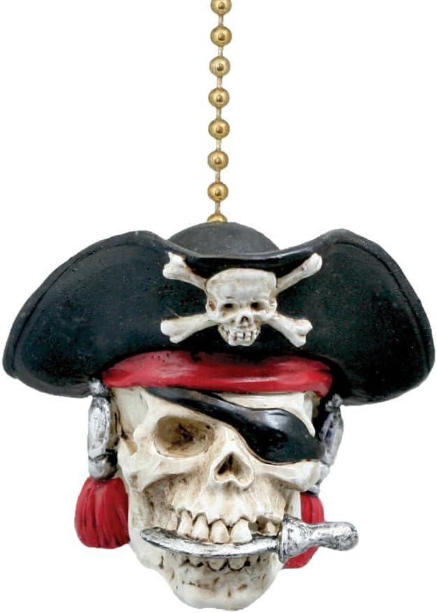 Pirate Skull Captain Ceiling Fan Pull
