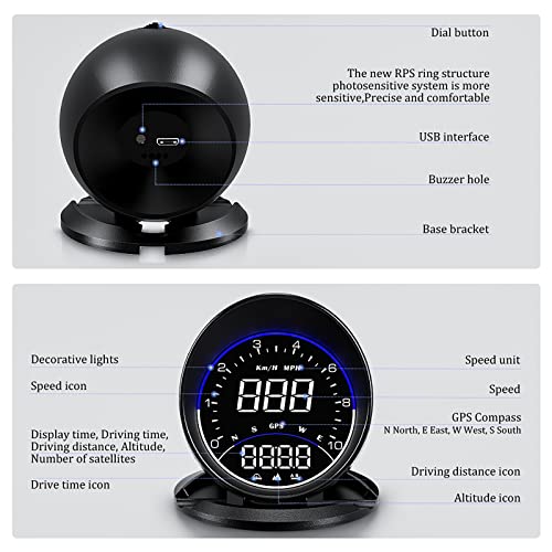 Wiiyii Auto Gps Speedometer G6, Car Hud Head Up Display Hd Display, Overspeed Alarm For All Vehicle #TOP6
