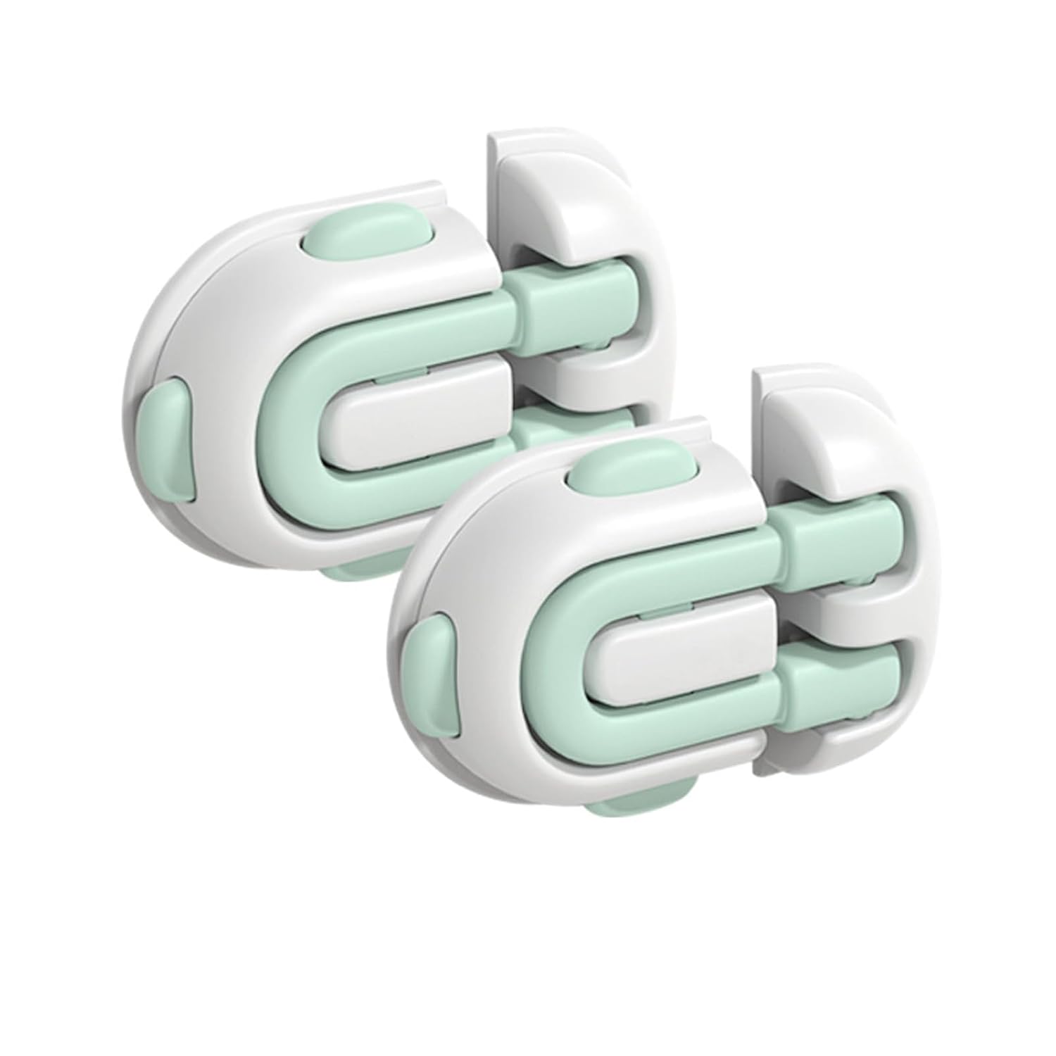 Baby Safety Locks 2Pcs, Adhesive Child Proof Locks for Fridge Drawer Cabinet Cupboard, ABS Toddler Safety Latches, No Drill Easy Install