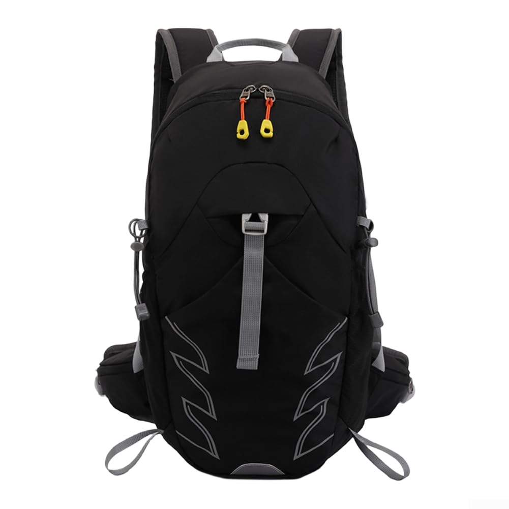 Sac à dos de vélo réfléchissant de sécurité noir pour balade de nuit | Tissu en nylon robuste, dos en maille respirante, design réduisant la transpiration, ajustement réglable