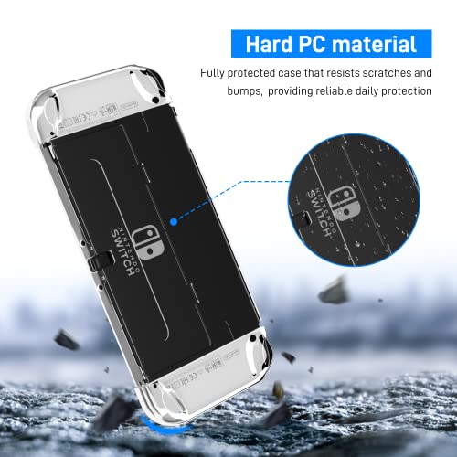 RHOTALL 3 in 1 Transparent Case for Nintendo Switch OLED, Clear Dockable Shell Compatible with Switch OLED and Controller, Comfort Grip Case with Shock-Absorption and Anti-Scratch Design - Thumbnail 5