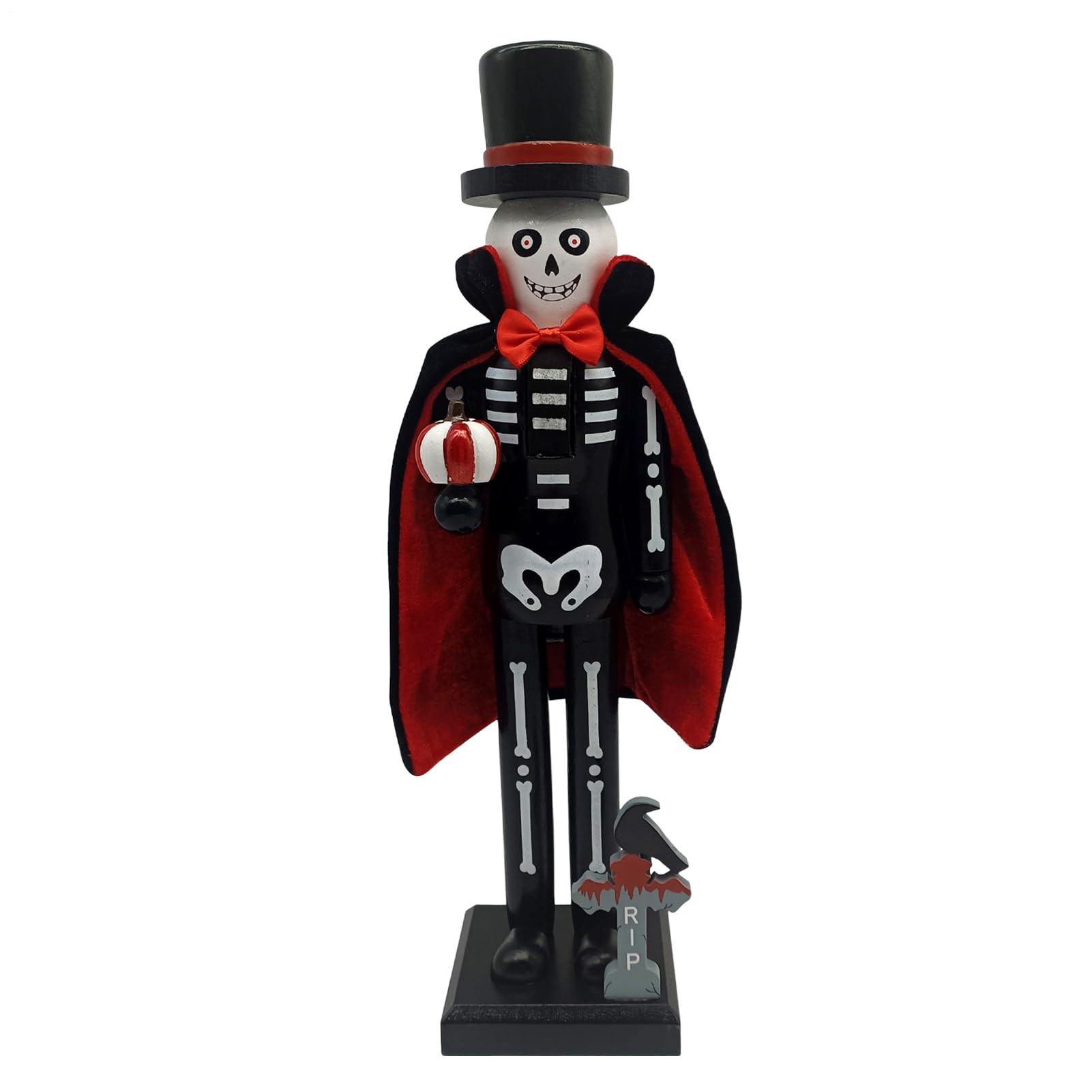 Casse-noisette d'Halloween en bois : figurine squelette peinte à la main pour décoration