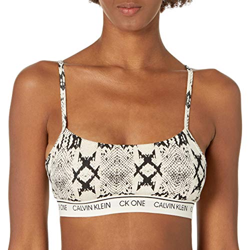 Calvin Klein Women's CK One Cotton Unlined Bralette, Variant Snake Print, X-Large