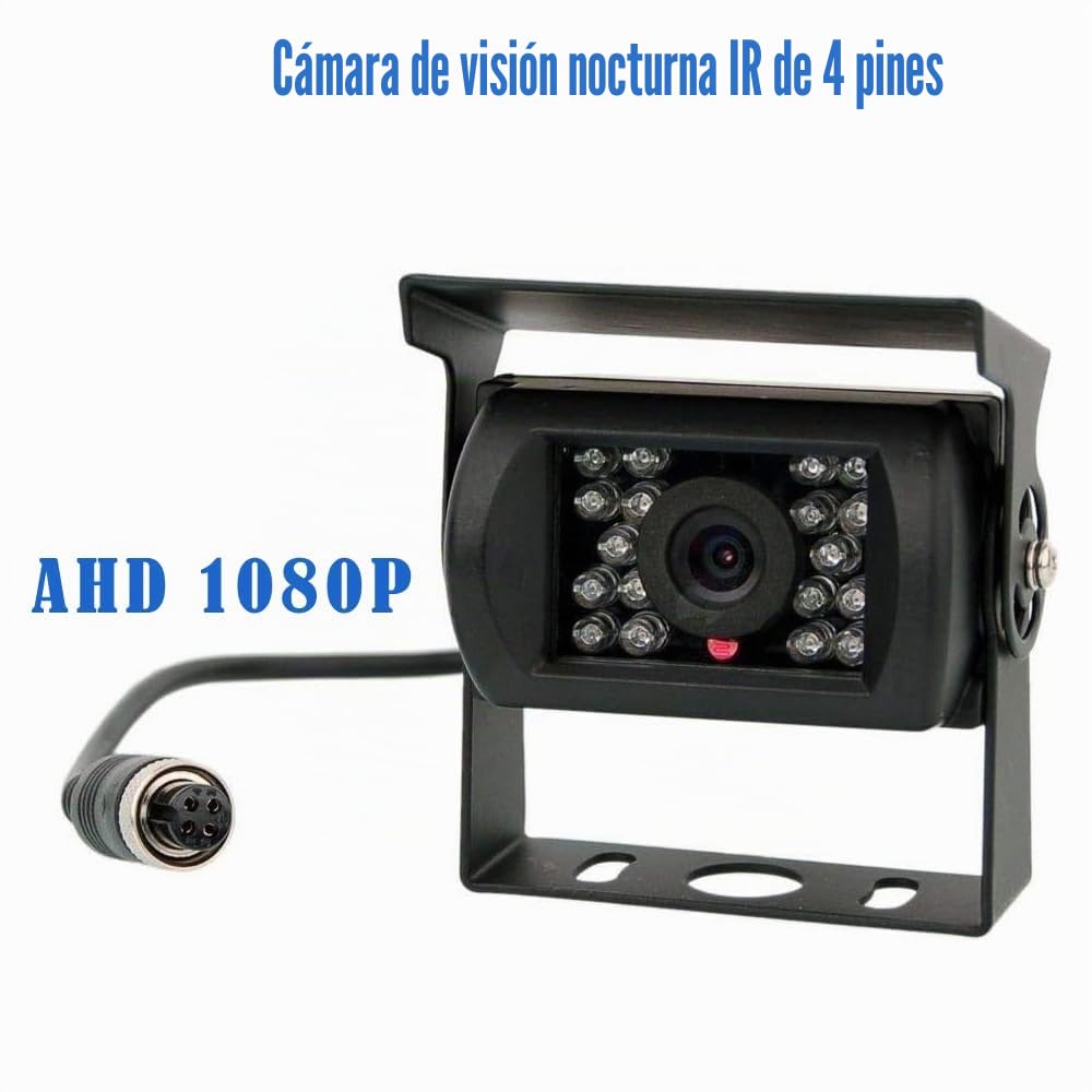 Monitor de 7 Pulgadas Pantalla bipartita, Sistema con Dos cámaras traseras | Con Soporte de Parasol, 2 x 18 LED IR Visión Nocturna, Impermeable, Para Caravana, Autobús, Remolque, Camión
