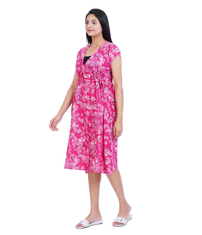 Image of MENMAII Wrap Dress [Size - L- 4XL ] - Full Open Multipurpose Night Gown -a Kind of Adaptive Clothing with Pocket for Women