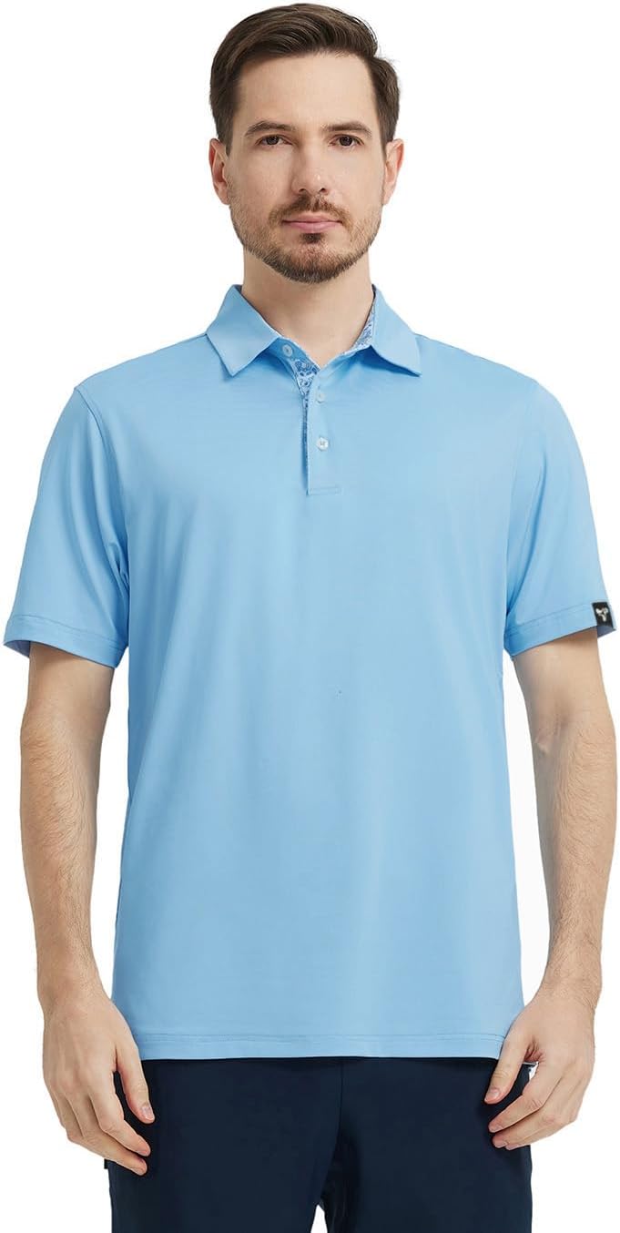 Men's Polo Shirts Short Sleeve Casual Solid Stylish Dry Fit Performance Designed Collared Golf Polo Shirts for Men - Image 2