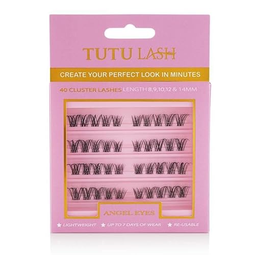 TUTU LASH DIY Cluster Lashes ANGEL EYES 40 x cluster lashes self application easy to apply lashes lash cluster box re-usable vegan (Angel Eyes Cluster Lash Box)