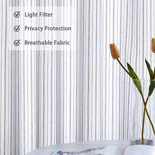 Sxzjtex Blue White Rustic Valance Striped Short Curtains Pinstripe Rod Pocket Window Valances For Living Room & Bedroom,Bathroom,Kitchen,Patio,54W X 15L #TOP2