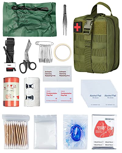 KOSIBATE IFAK - Kit de primeros auxilios para trauma, bolsa médica Molle para supervivencia, equipo de emergencia para coche, casa, viajes, senderismo (verde)