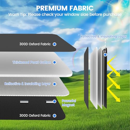 Image of funomo 2 Pcs RV Door Window Shade Cover - Magnetic RV Blackout Window Cover with UV Protection and Privacy Features 16 inch x 16 inch Foldable Magnet Design, Waterproof Fabric, Reflective Silver Coating