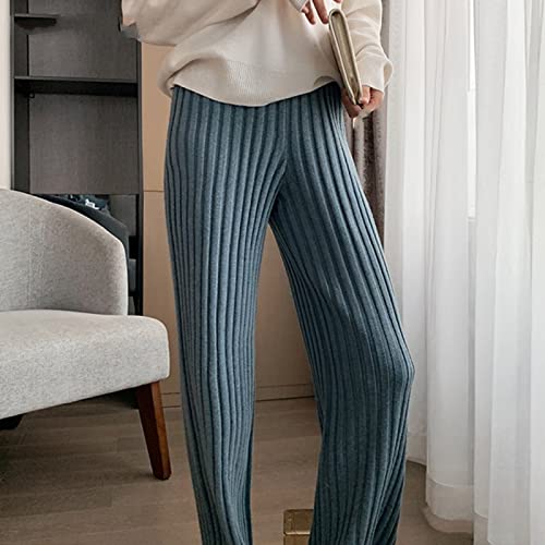 Cadeau de Noël : pantalon en tricot bleu chaud et élégant pour femme