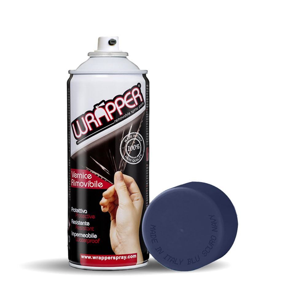 4R Quattroerre.it 16435 Wrapper Spray Blu Scuro Navy Opaco | Vernice Removibile per Carrozzeria | Pellicola Spray Protettiva UV e Anti-Graffio | Wrapping Liquido Made in Italy