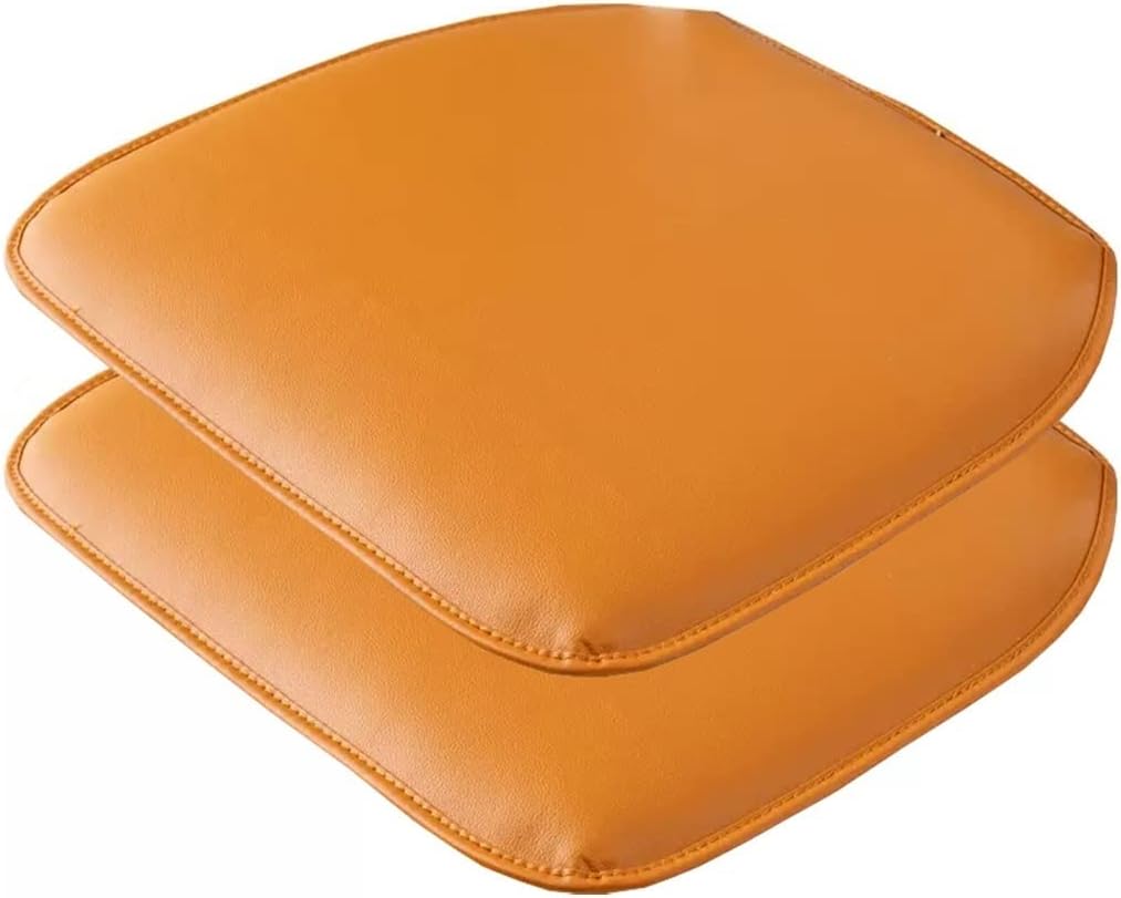 MOODMUSE Dining Chair Cushion,Leather Kitchen Chair Cushions - U- Shape Seat Cushion and Dining Room Chair Pad Non Slip Rubber Back 1/2/4 Packs (Color : Orange-22, Size : Set of 2)
