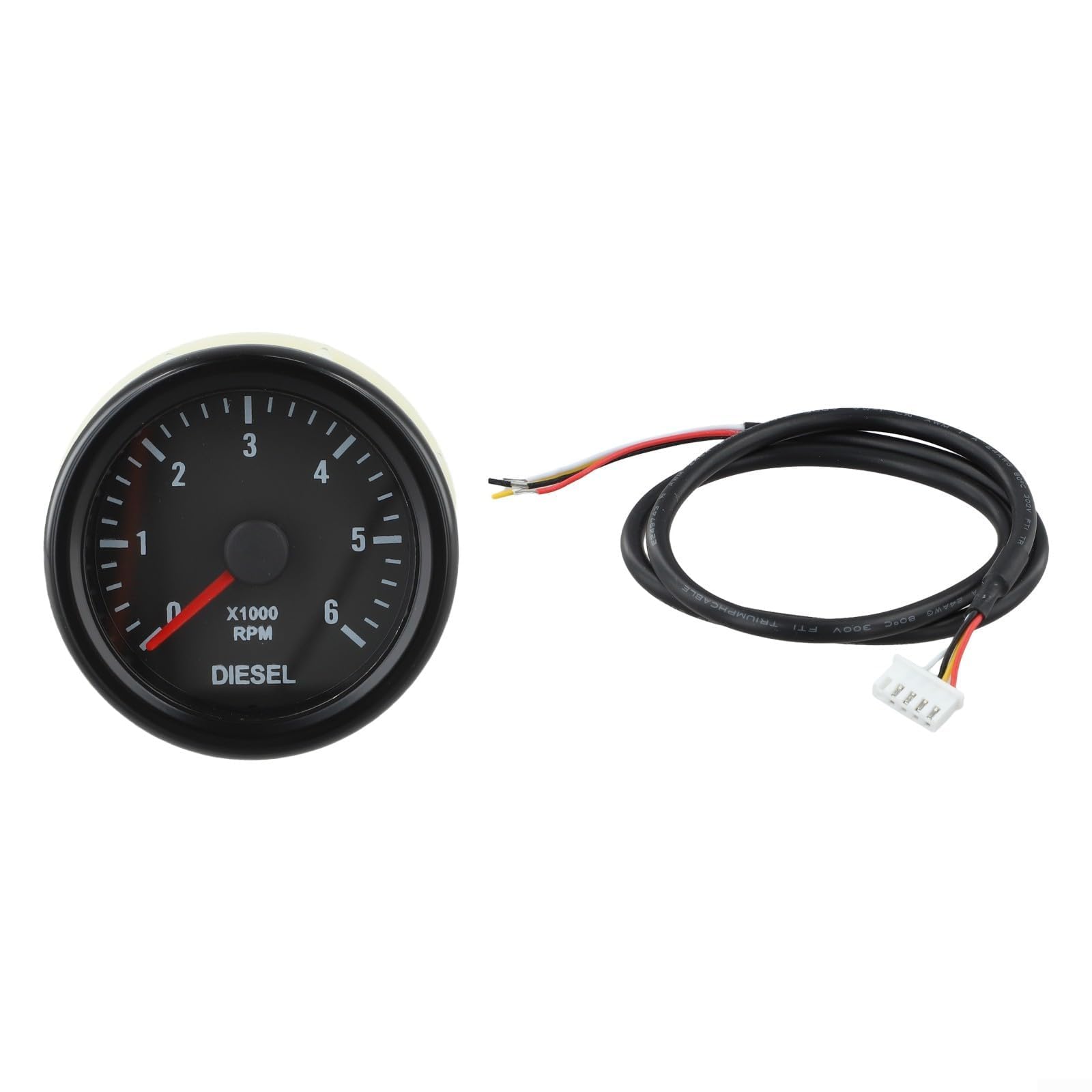 Jauge électrique de 52 mm pour moteurs diesel, affichage du tableau de bord 0-6000 tr/min, instrument de surveillance du moteur en plastique noir