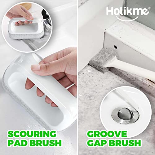 Holikme 7 Pack Kitchen Cleaning Brush Set, Dish Brush For Cleaning, Kitchen Scrub Brush&Bendable Clean Brush&Groove Gap Brush&Scouring Pad For Pot And Pan, Kitchen Sink, Green #TOP4