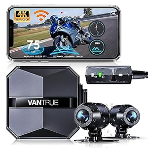 Vantrue F1 Motorcycle 4K Front and Rear Dash Cam, 4K + 1080P Motorcycle Camera, GPS, Full Body Waterproof, Wi-Fi, 160°Wide Angle, Starvis Night Vision, G-Sensor, Parking Mode, Support 512GB Max