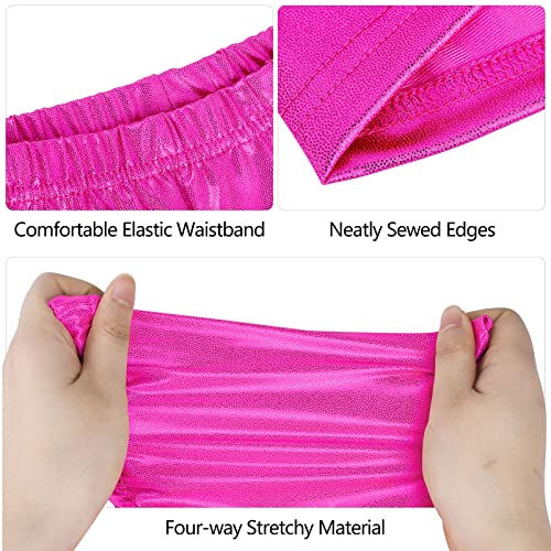 Resinta 2 Packs Girls Gymnastics Shorts Tumbling Glitter Ballet Dance Shorts Athletic Shorts Sparkle Yoga Shorts Hot Pink, Black #TOP3