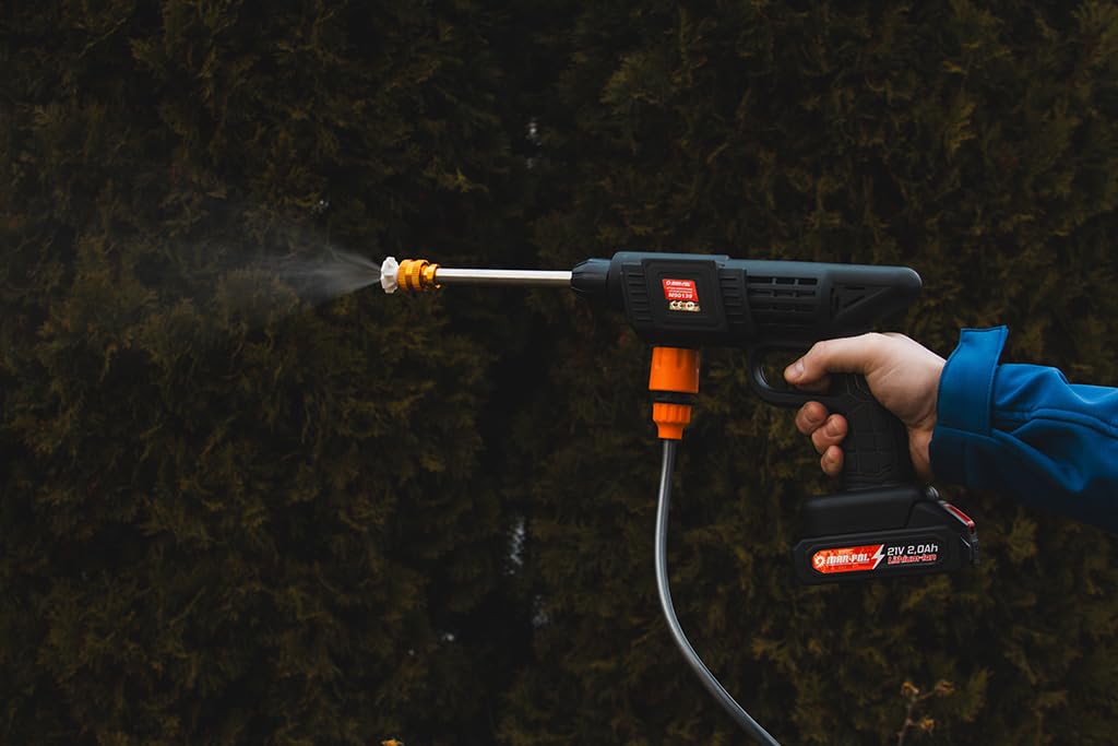 Idropulitrice a Batteria | Capacità Batteria 2 Ah | Pressione Massima 30 Bar | Lunghezza Tubo 5 Metri | 2 Ugelli | con Valigetta
