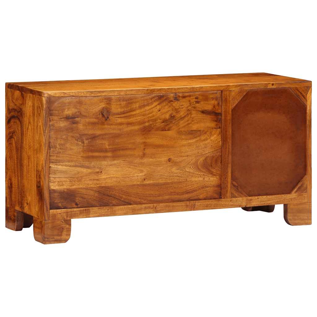 TV-Schrank Mehrfarbig aus Massivholz Akazie 90x30x45 cm mit Stauraum und Schubladen für Wohnzimmer Heimkino, Lowboard Hifi Regal, Aufbewahrung für DVD CD Film und Gaming Zubehör