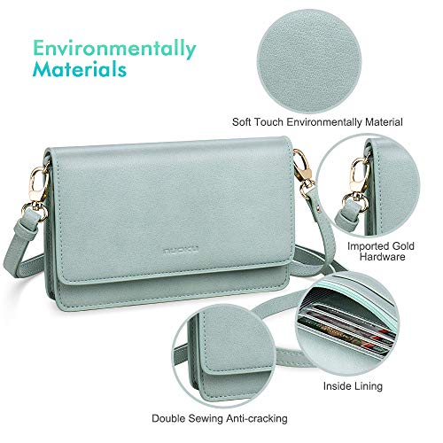Image of nuoku Women Small Crossbody Bag Cellphone Purse Wallet with RFID Card Slots 2 Strap Wristlet(Max 6.5'') 