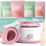 iFanzeTech Waxing Kit for Women & Men: Premium Hot Wax Pot Kit at-Home Hair Removal, for Body, Face, Bikini, Legs, Brazilian & Sensitive Skin, Beginner Friendly with Wax Warmer & 4 Beads (Pink)