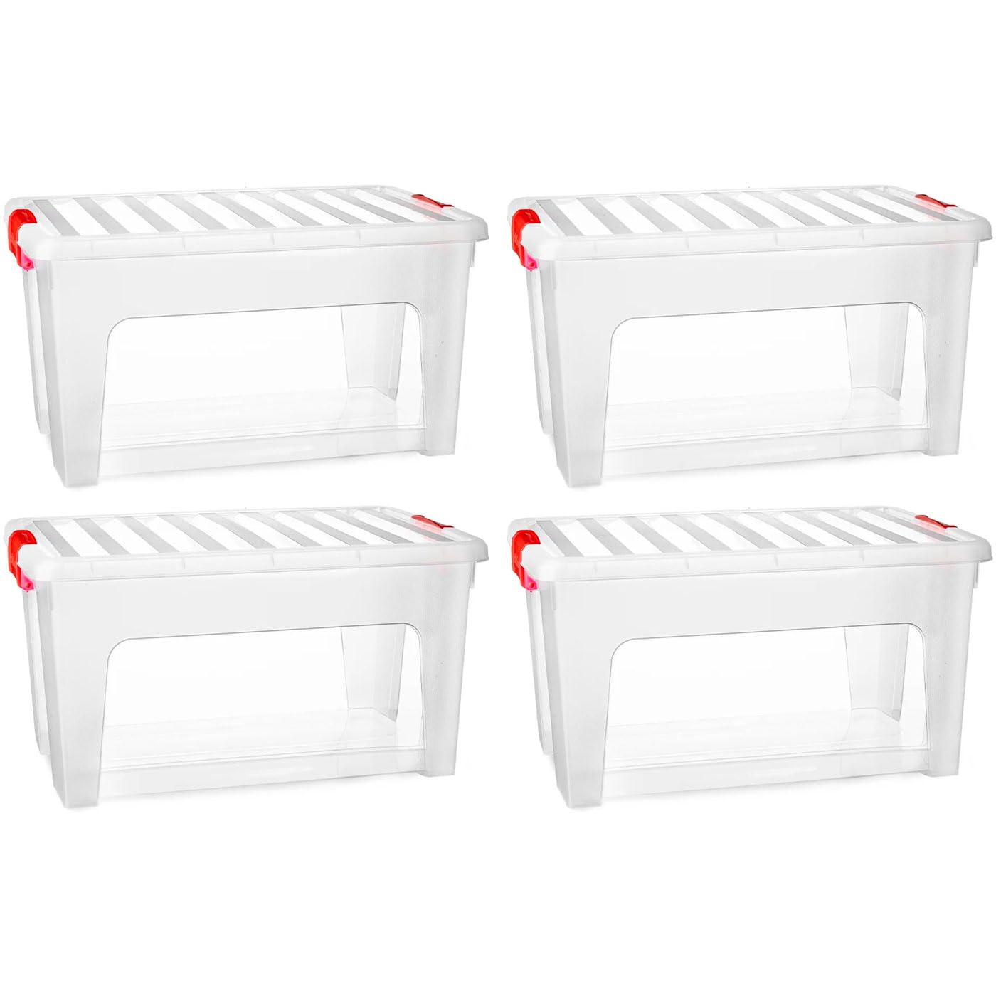 Acan Tradineur - Pack de 4 Cajas de almacenamiento KLIP K3 - Fabricado en plástico - Contenedor para almacenar Libros, ropa, mantas - 36 x 52 x 27,5 cm - 36 Litros