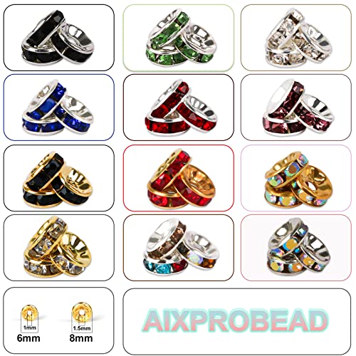 Aixprobead 200Pcs Gold Crystal Rhinestone Spacer Beads For Jewelry Making - Perfect For Diy Necklaces And Bracelets(Ab Crystal) #TOP1
