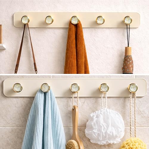 Image of HomeStrap 5 Hook Rack Self Adhesive Wall Hooks Without Drilling | Multipurpose Stick-On Hook Rack with No Screw Installation & No Wall Marks for Bathroom, Kitchen, Bedroom & Entryway Organization