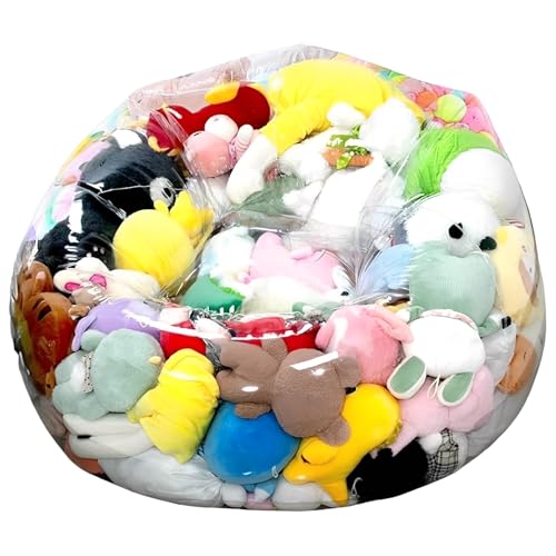 Clear Stuffed Animal Bean Bag Chair Cover Large 150L Stuffed Bean Bag Storage for Children Plush Toy Storage and Organizing Waterproof Easy Clean Plush Toy Holder Seat No Filled Included