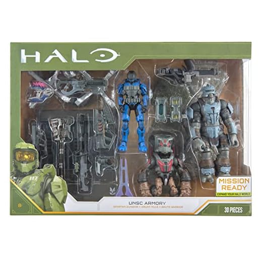 HALO World of HALO Ultimate Mission Pack - UNSC Armory - Spartan Gungir with Weapons and Accessories HALO Fans - Build Your HALO Universe - Amazon Exclusive
